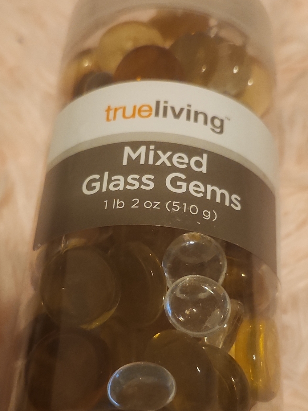 True Living Mixed Glass Gems - Amber and Clear